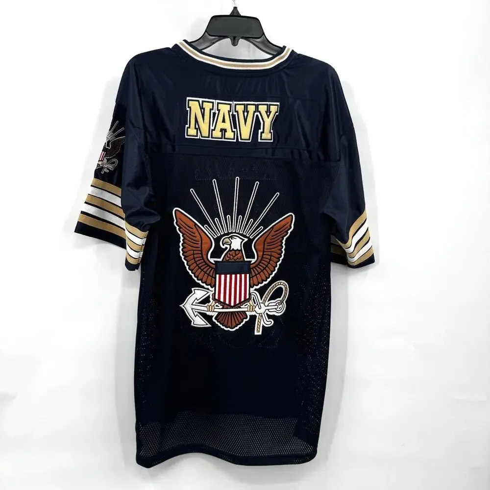 Rapid Dominance U.S. Navy Football Jersey Navy Blue Men's Size M Embroidered NWT